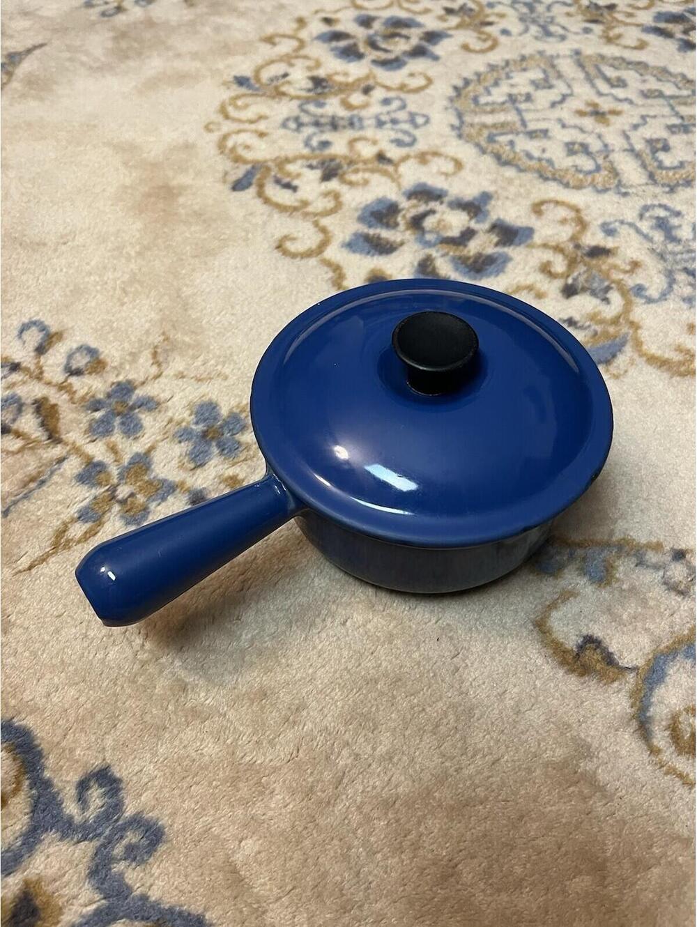 Very Rare Le Creuset Saucepan # 16 Enamel Cast Iron 1950's Pot Blue Japan Import